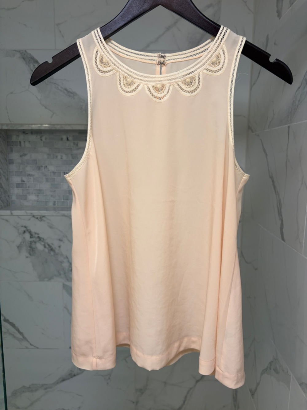 Madewell Scallop Lace Trim Sleeveless Shell - Cream Blush